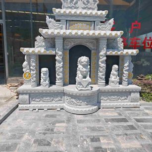 南阳芝麻白中国黑石材套墓 花岗岩墓碑